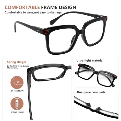 reading glasses stylish large frame for women r2108 5pack