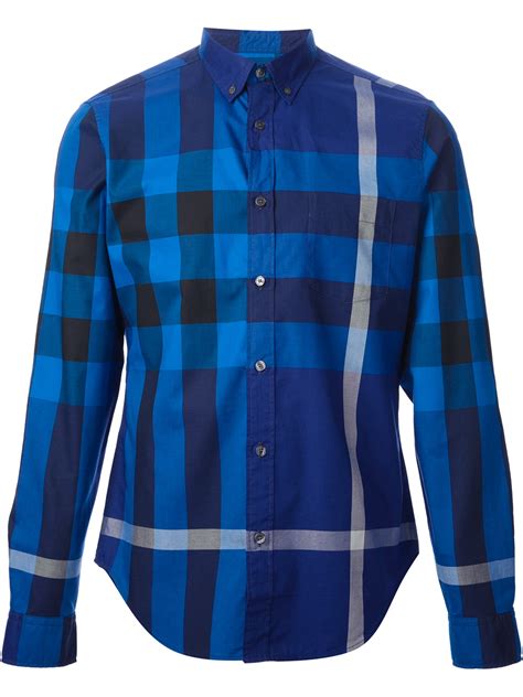 Burberry Brit Check Shirt In Blue For Men Lyst