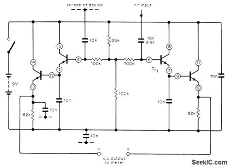 It displays how electrical components are interconnected. PEAK_READING_RF_PROBE_FOR_DC_METER - Basic_Circuit - Circuit Diagram - SeekIC.com