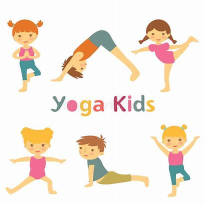 Yoga Illustration Poses Cartoon Children Vector Kid
