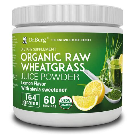 Dr Berg Organic Wheatgrass Superfood Raw Juice Powder Lemon Flavor 164g