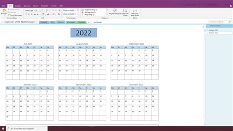 Onenote Kalender 2022 Notevorlagende