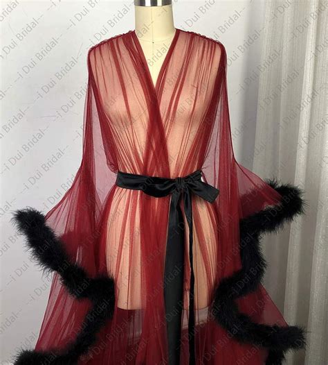 buy old hollywood feather robe sexy boudoir robe feather bridal robe tulle illusion long wedding