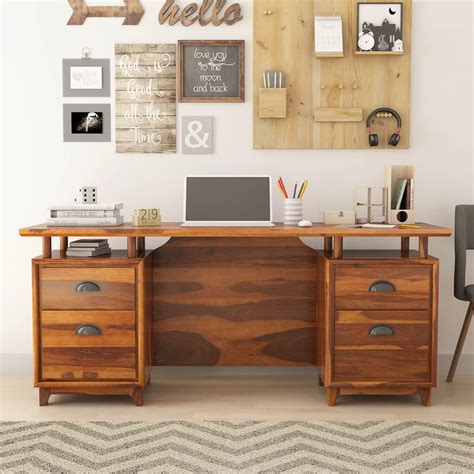 Hondah Rustic Solid Wood 70 Inch Large Home Office Modern Executive