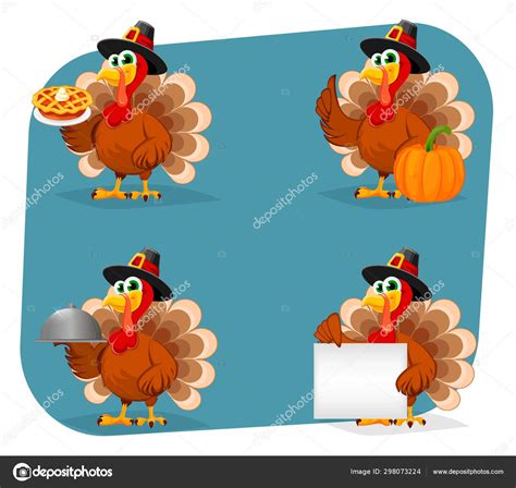 Thanksgiving Day Funny Cartoon Character Turkey Stock Vector By