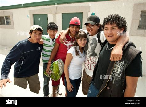 Hispanic Students At Mission Early College High School In El Paso Stock