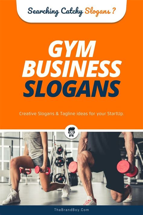 The Cover Of Gym Business Slogans Featuring Two People Doing Exercises