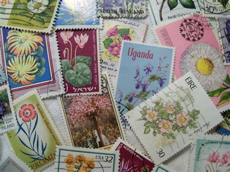 30 Flower Stamps Flower Postage Stamps Wedding Stamps Wide Etsy