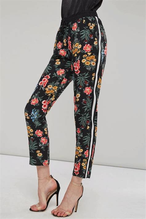 Floral Print Side Striped Womens Casual Pants Women Pants Casual