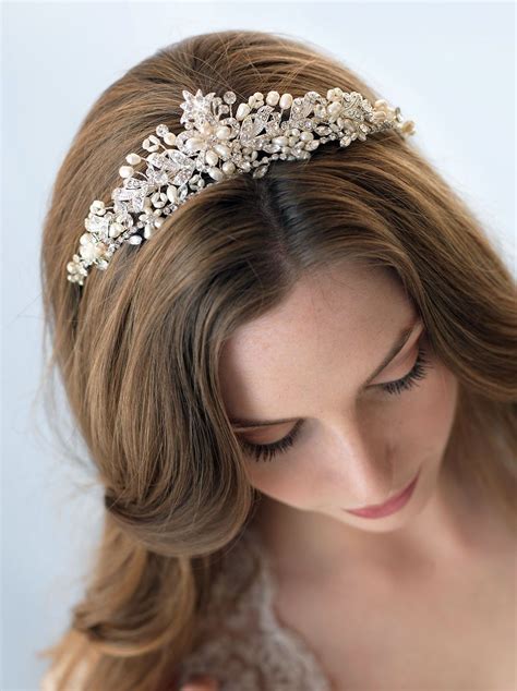 Usabride Freshwater Pearl And Rhinestone Wedding Tiara Bridal Crown