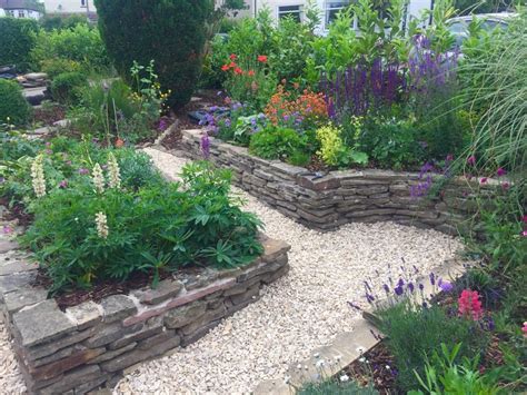 Raised Stone Flower Beds With Gravel Path Rockery Garden Garden