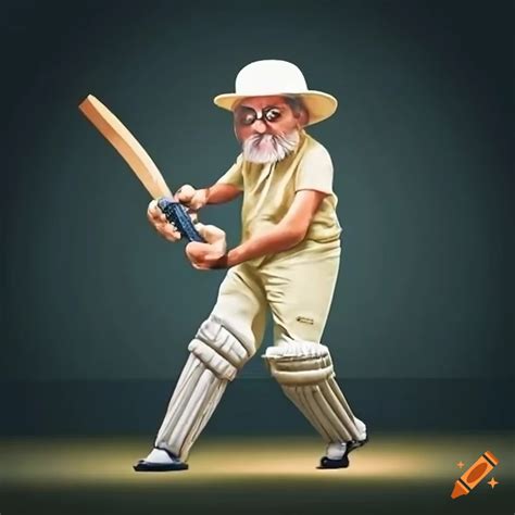 Funny Old Man Playing Cricket