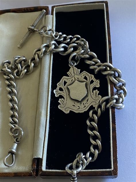 Antiques Atlas Silver Double Victorian Albert Chain With Fob