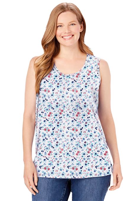 Woman Within Women S Plus Size Perfect Printed Scoop Neck Tank Top