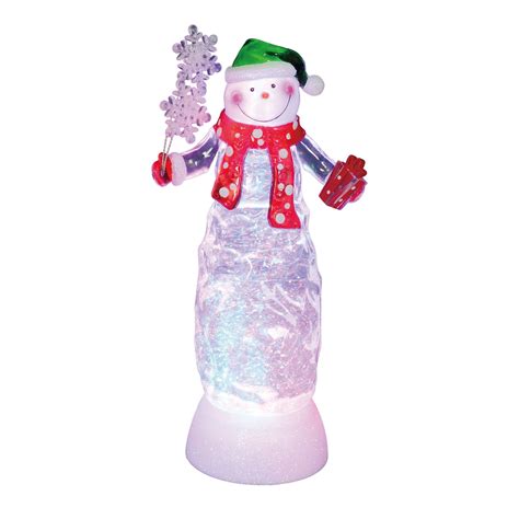 11 Swirling Glitter Led Lighted Snowman With T Christmas Decoration
