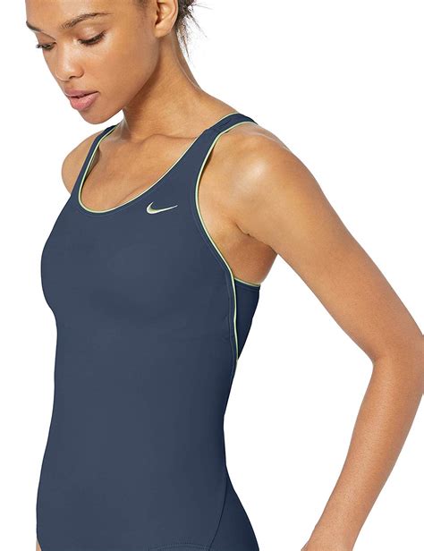 Nike Swim Womens Solid Powerback One Piece Swimsuit Monsoon Blue