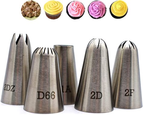 Amazon Com Piping Tips Large Cake Decorating Tools 5 Pack Cake Piping