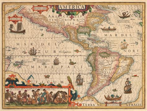 1606 America By Hondius The Vintage Map Shop Inc The Vintage Map