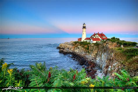 Beautiful Greens Portland Maine Head Light Maine Hdr Photography By