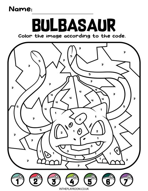 8 Pokemon Color By Number Coloring Pages For Kids In The Playroom