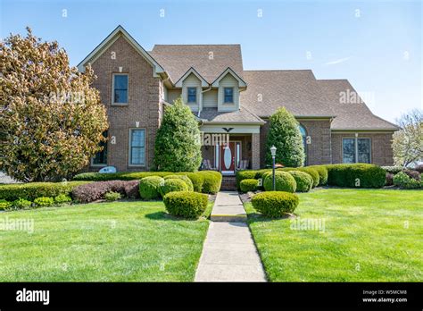 Upscale Middle Class Brick Home Stock Photo Alamy