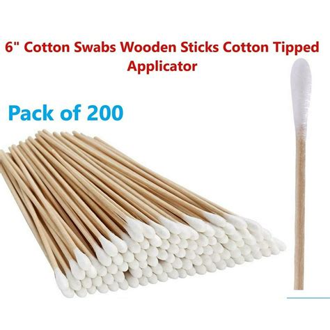 200pc Cotton Swabs Swab Q Tips 6 Long Wood Wooden Handle Cleaning Applicators