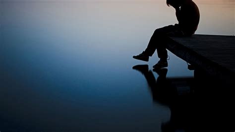 Sad Looking Man Is Sitting On Edge Of Dock Hd Depression Wallpapers