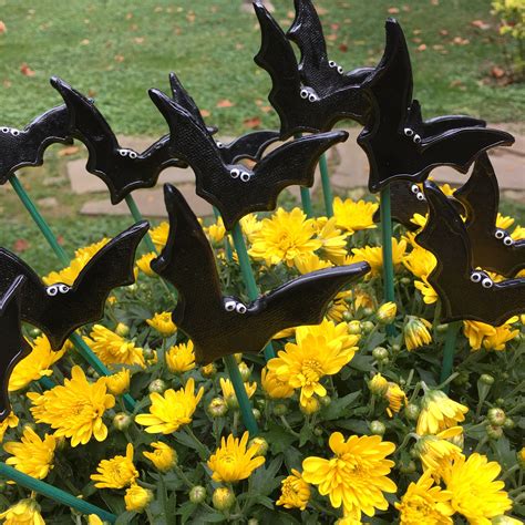 Clay Bats Halloween Bats Garden Stakes Yard Decor Halloween Decor