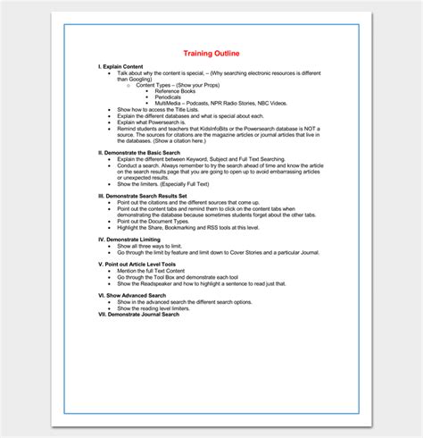 Text form belonging to the expository text type, a the website outline template above might look simple enough. Training Course Outline Template for Word | MLIS ...