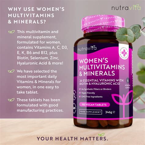 Womens Multivitamins With Biotin And Hyaluronic Acid 180 Vegan Tablet