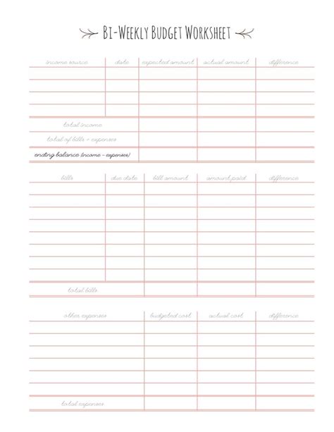 Printable Bi Weekly Budget Templates At Bi Weekly Budget Template