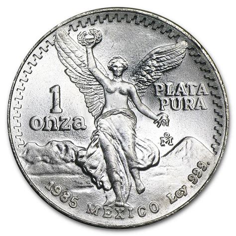 1985 1 Oz Mexican Silver Libertad Golden Eagle Coins