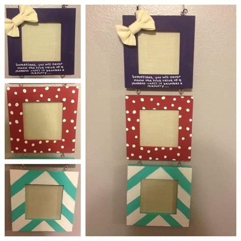 Four Different Frames With Bows And Polka Dots On Them All Hanging