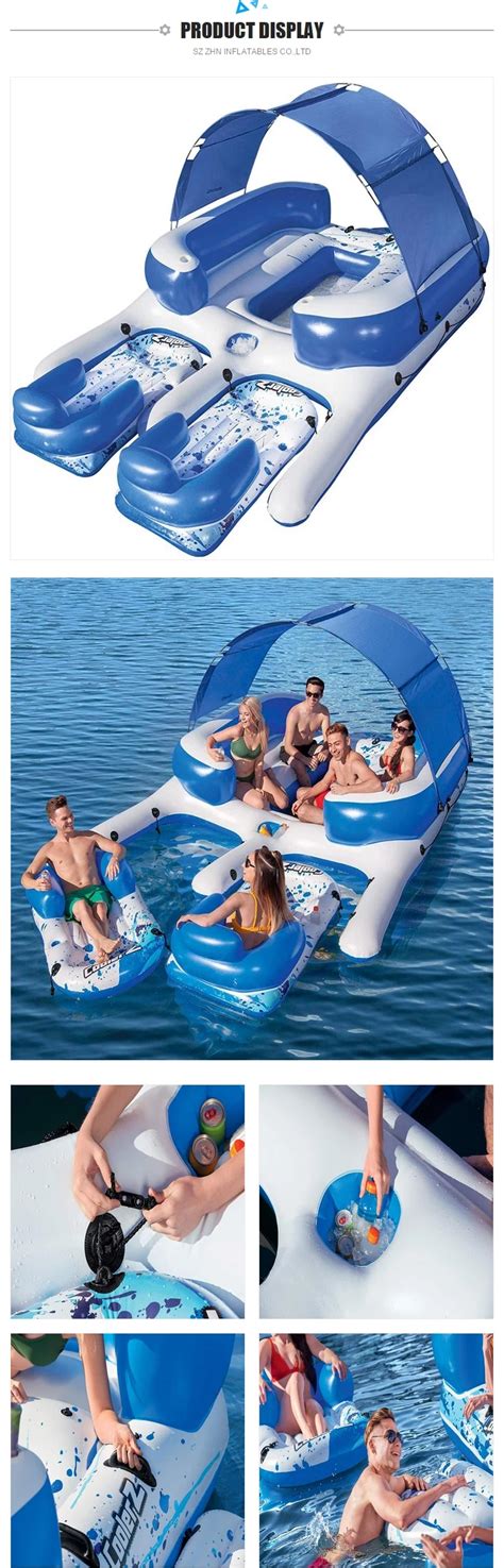 Cooler Tropical Breeze Iii Inflatable 8 Person Floating Island With Uv