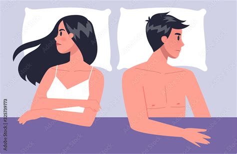 Pair Of Man And Woman Lying Turned Away In Bed Concept Of Sexual Stock Vector Adobe Stock