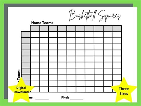 Printable Basketball Squares Digital Download 3 Sizes Etsy