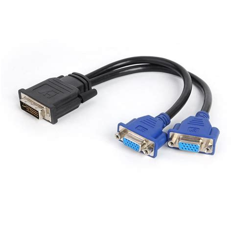 mojoyce dvi i 24 5 pins male to dual vga female monitor adapter y splitter cable