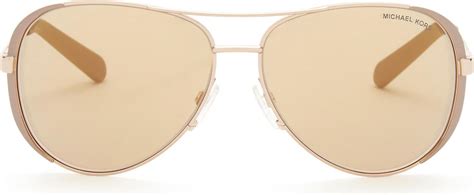 michael kors leather mk5004 chelsea aviator sunglasses in rose gold taupe metallic lyst