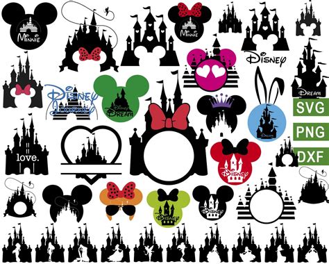 Disney castle svg, Heart Head Mickey mouse, magic kingdom svg