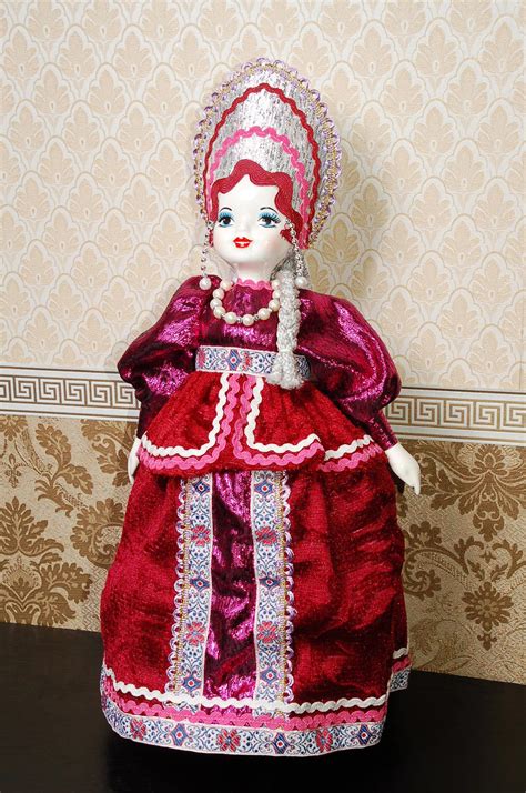Burgundy Russian Porcelain Art Doll 19 Inches Collectible Etsy