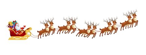 Premium Vector Santa Claus In Sleigh With Reindeers On On White