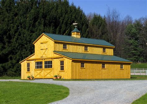 Monitor Horse Barn Measures 32 By 36 With A Green Metal Roof Glass