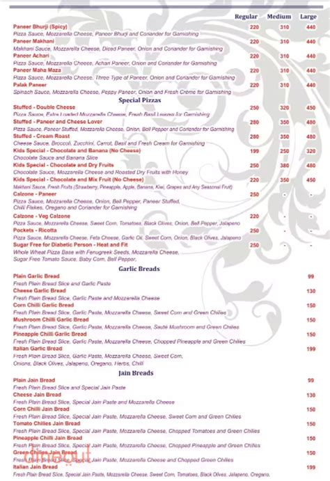 Menu Of The Italian Food Hub Opposite Circuit House Alkapurivadodara Dineout