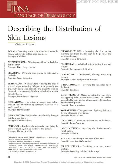 Describing The Distribution Of Skin Lesions Journal Of The