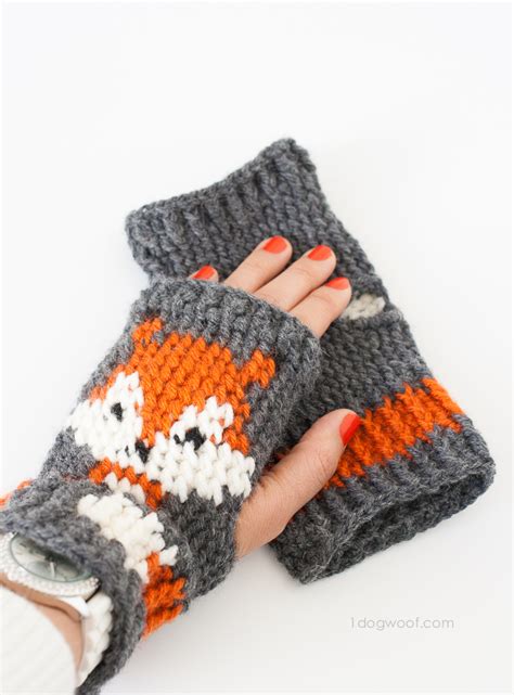 Chevron lace fingerless mitts by moogly. Fox Fingerless Gloves Crochet Pattern - One Dog Woof