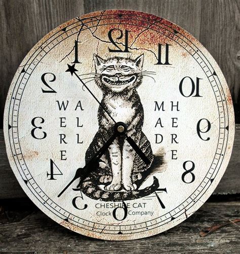 Vintage Cheshire Cat Clock Were All Mad Here Runs Backwards Alice