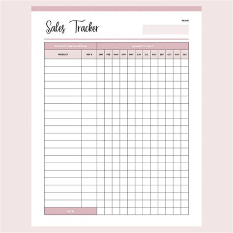 Monthly Sales Tracker Printable Instant Download Pdf A4 And Us