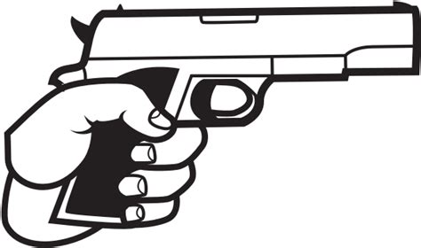 Gun In Hand Silhouette Cartoon Hand Holding Gun Clipart Full Size