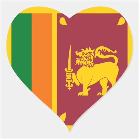 Sri Lanka Flag Heart Sticker