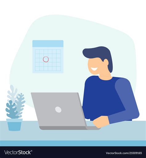 Man Working With Laptop Royalty Free Vector Image